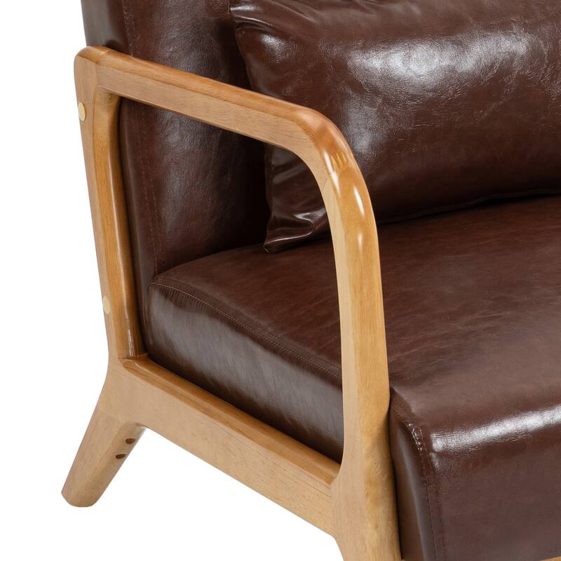 Briston 2 Set Mid Century Modern Wood Accent Chairs with pillow