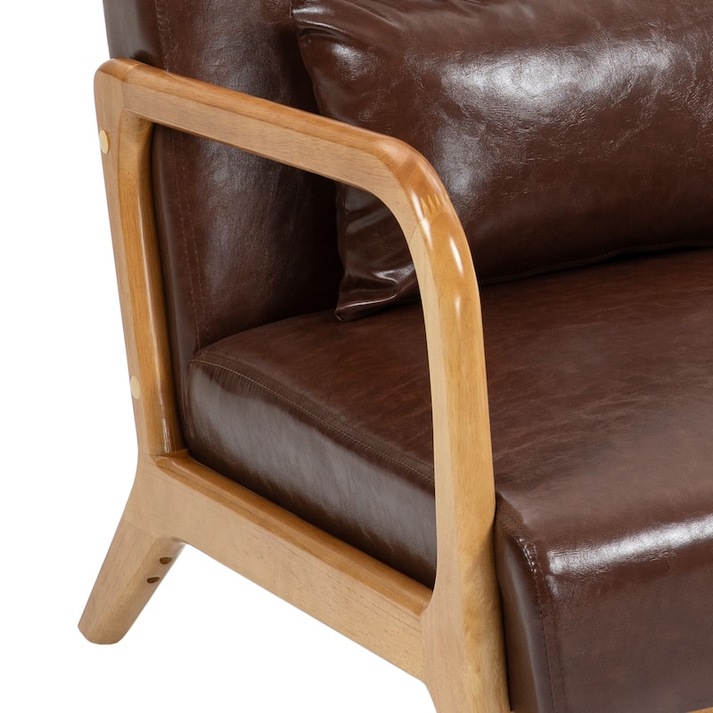 Mid Century Solid Wood Upholstered Accent Chair