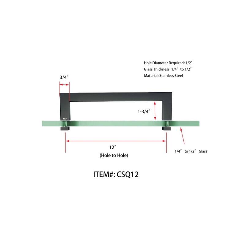 CEL 12" Square Tubing Singled-Sided Pull Handle or Towel Bar for shower door