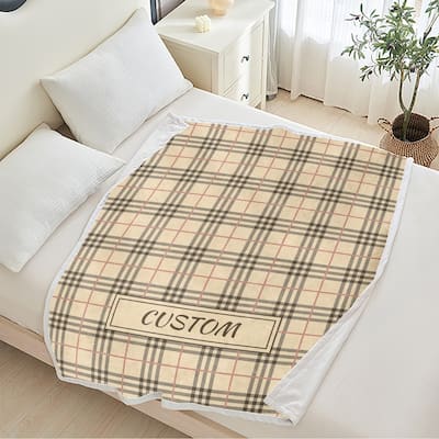 Custom Personalized Name Plaid Blanket,Custom Flannel Fleece Blanket with Name
