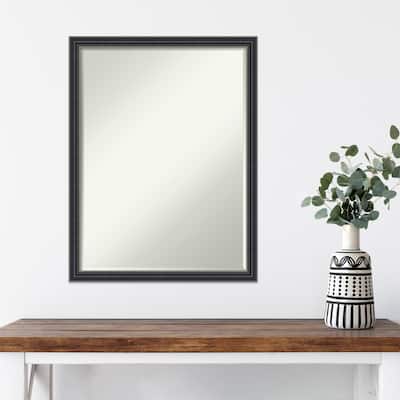 Stylish Black Half-Inch-Bevel Wood Framed Wall Mirror - Stylish Black - Glass Size 18x24