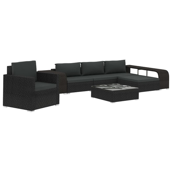 Vidaxl 8 piece garden lounge sales set with cushions poly rattan black