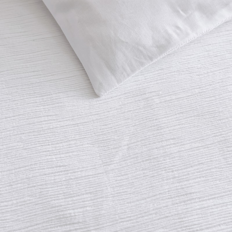 Vera Wang Solid Textured Pleats White Duvet Cover Set