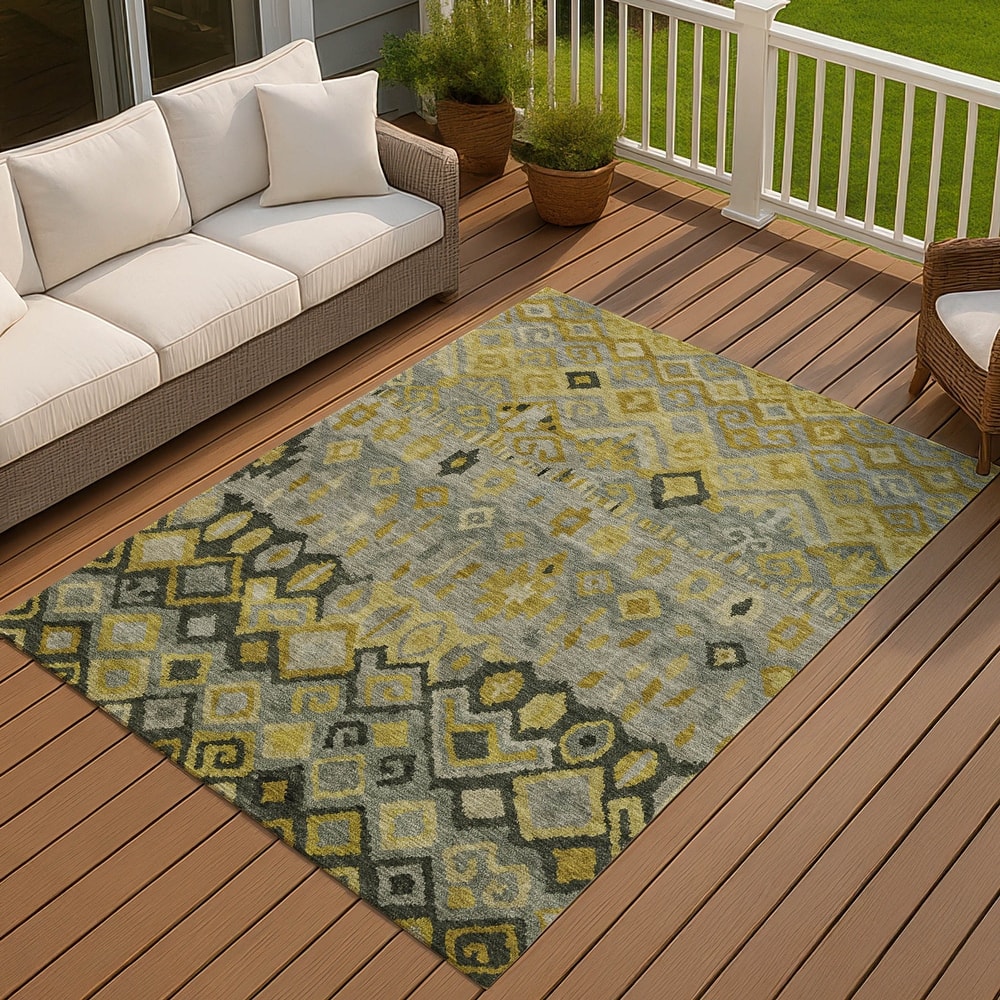 Machine Washable Indoor/ Outdoor Boho Moroccan Chantille Rug