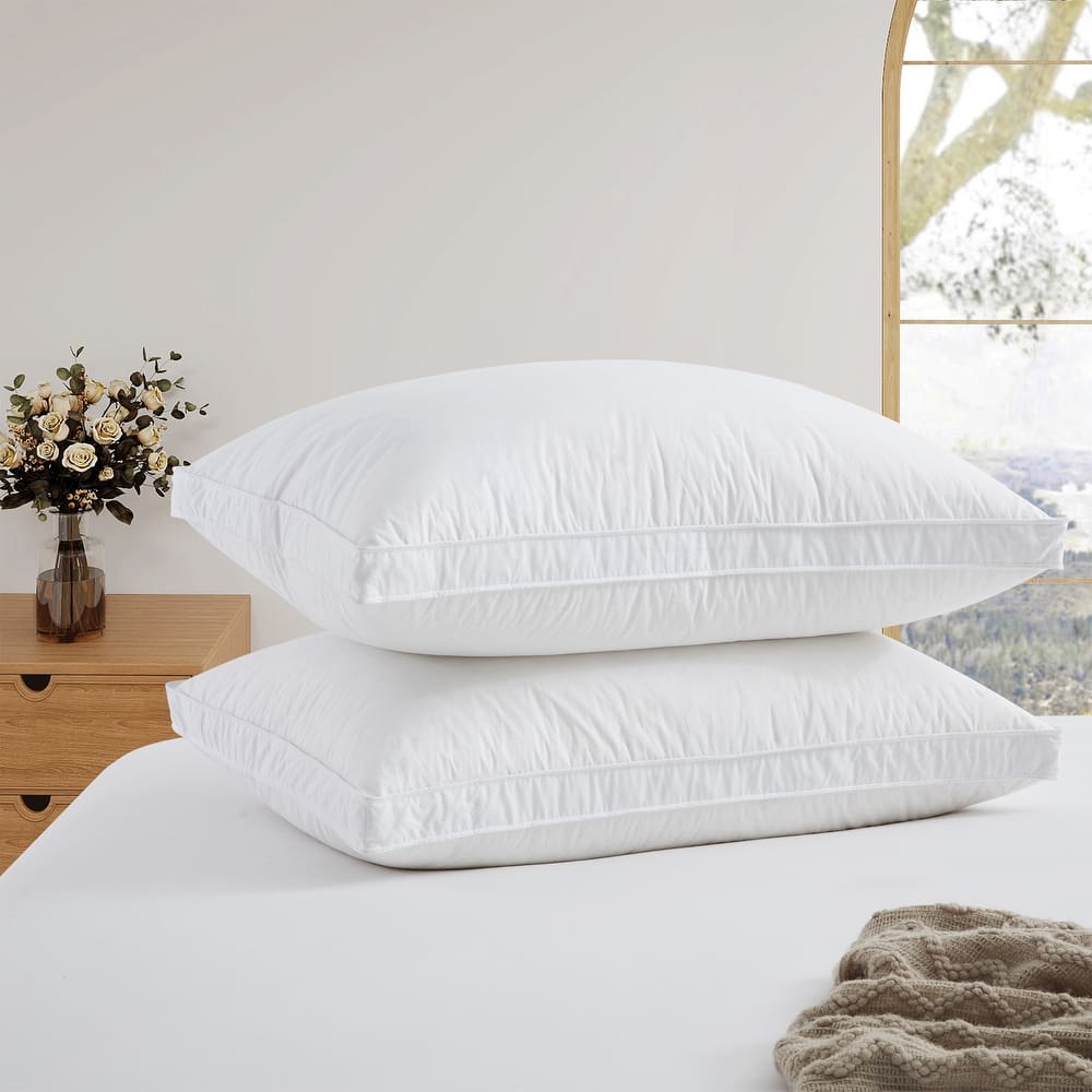 Set of 2 100% Organic Cotton Down Feather Pillow-in-a-pillow Design Bed Pillow