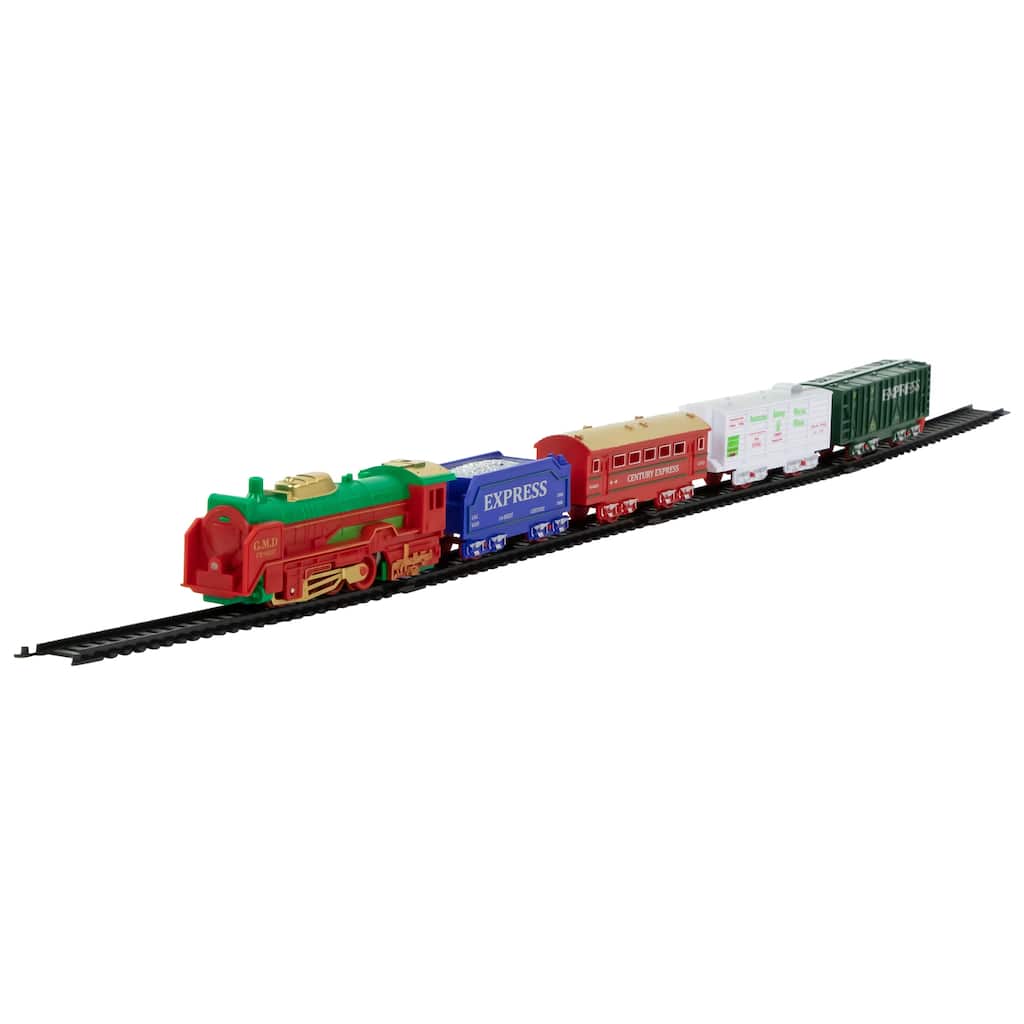 21 Pc Green Red Battery Operated Lighted Animated Classic Train Set