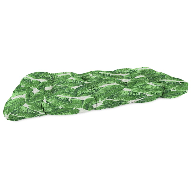 Sunbrella 44" x 18" Contoured Outdoor Wicker Bench Cushion - 18'' L x 44'' W x 4'' H - Tropics Jungle