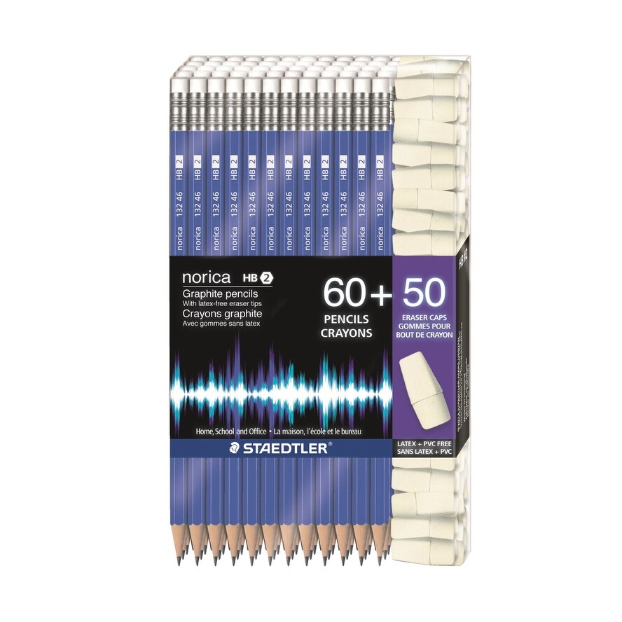 Shop Staedtler 2 Norica Pencils With 50 Eraser Caps Pack Of 60