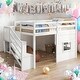 preview thumbnail 2 of 30, Elegant Twin Size Loft Bed with Storage Staircase and Window, White