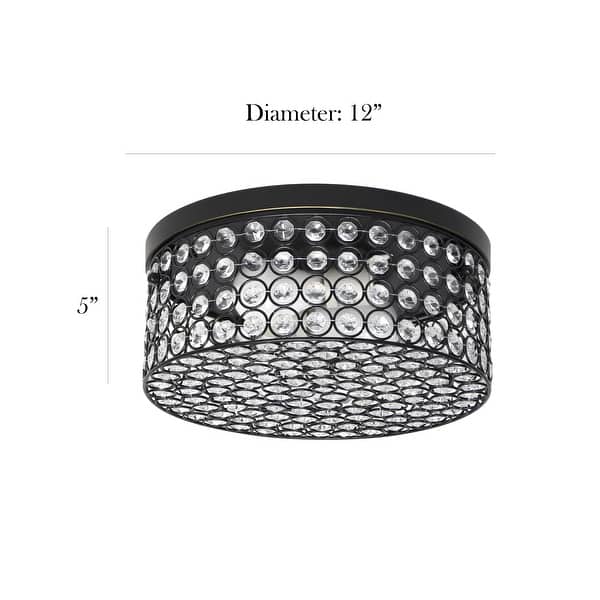 dimension image slide 4 of 5, Silver Orchid Bergman 12-inch Elipse Round Flushmount