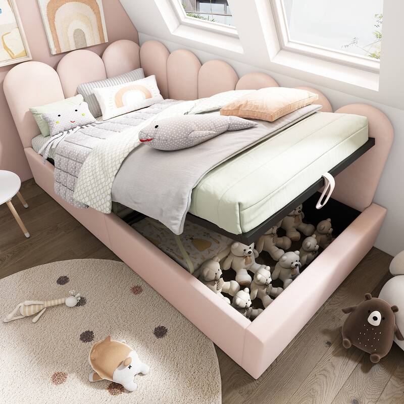 Roomfitters Upholstered Twin Size Ottoman Daybed with Storage, Sofa Bed with Metal Slat Frame, Velvet