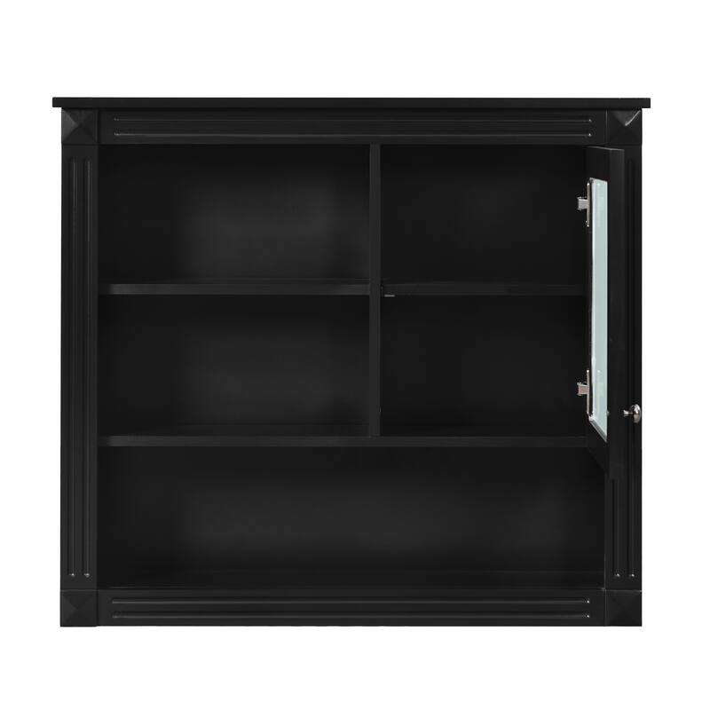 GDFStudio - Wilford Modern Wall-Mounted Bathroom Storage Cabinet with Mirror Door and Adjustable Shelves - 32"W