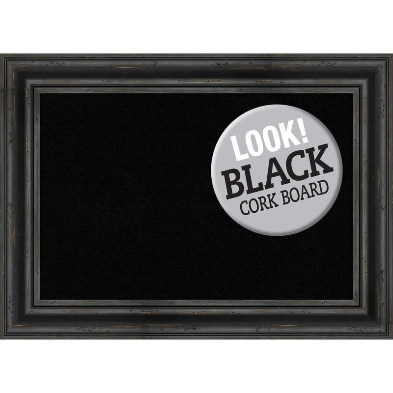 Framed Black Cork Board, Rustic Pine Black