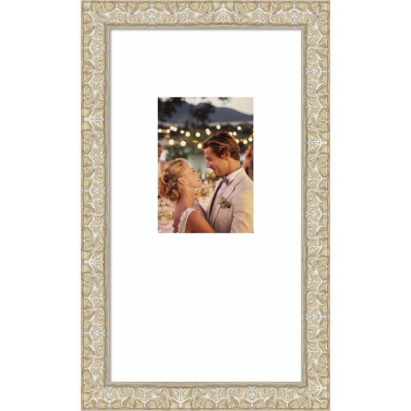 Lila Picture Frame, Photo Frame - 10x18 Matted White 5x7 - Lila Silver