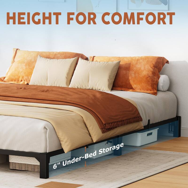 6 Inch Tiwn Bed Frame, Heavy Duty Metal Platform Bed Frame with Durable Iron Slat Support and Legs