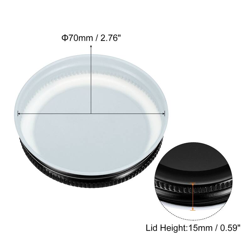 24 Pcs 70mm Regular Mouth Tin Plate Mason Jar Lids for Canning Jars - Black