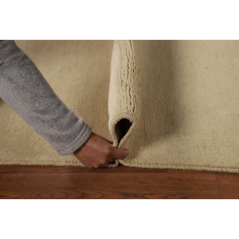 Solid Modern Gabbeh Oriental Runner Rug Handmade Wool Carpet - 3'1"x 9'9"