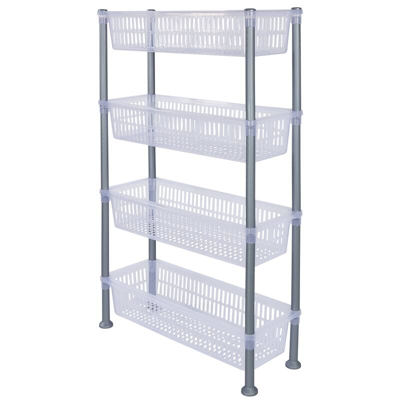 Kitchen Details 4 Tier Slim Basket Shelf in Clear - 19.7"x 7.9"x 31.7"
