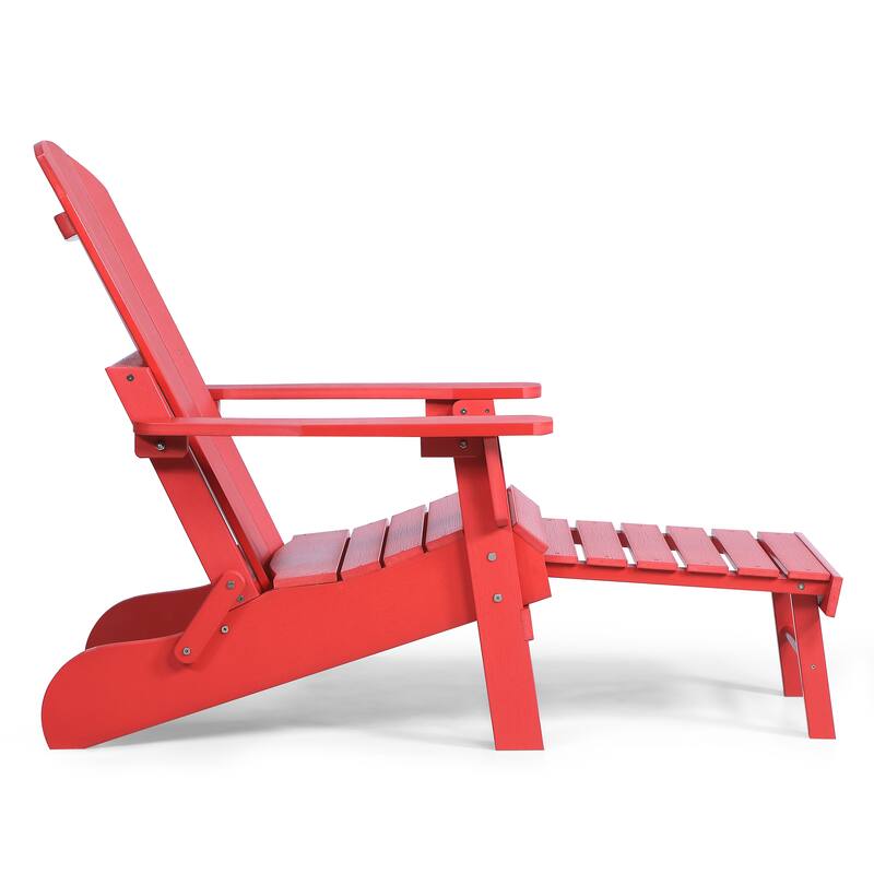 Seaton Folding Poly Adirondack Chair with Pull-out Ottoman, Set of 2