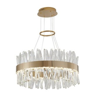 25" Gold Stainless Steel LED Chandelier With Clear Crystals - Bed Bath ...