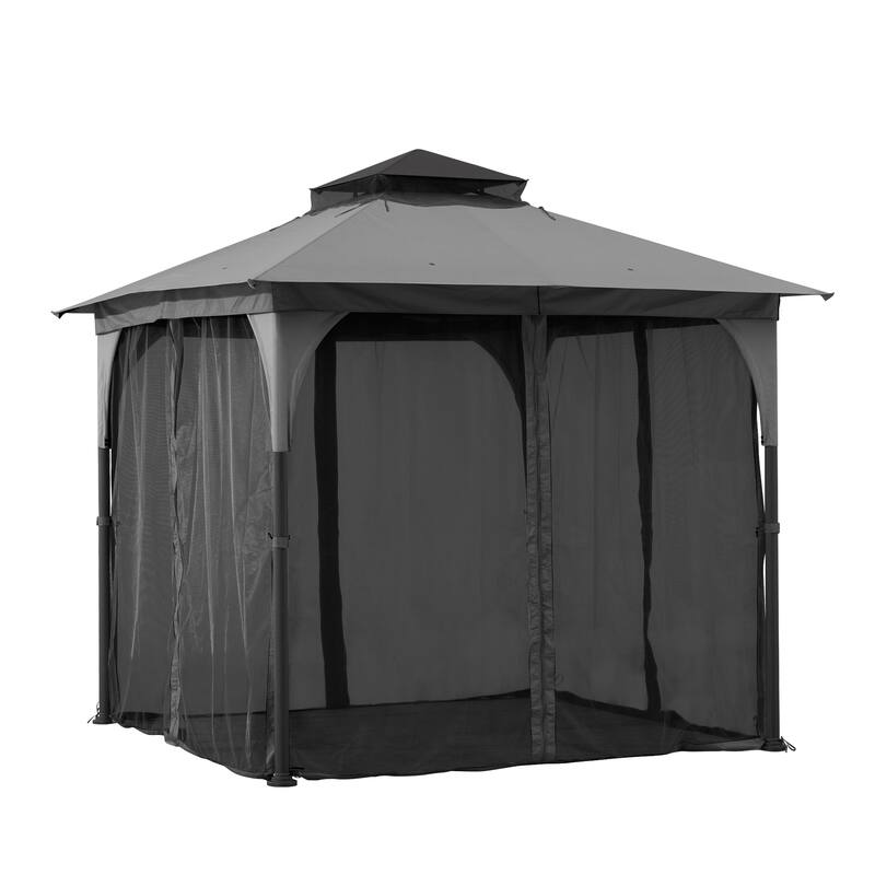 Sunjoy 9 ft. x 9 ft. 2-Tone Steel Gazebo Durable Powder-Coated Frame