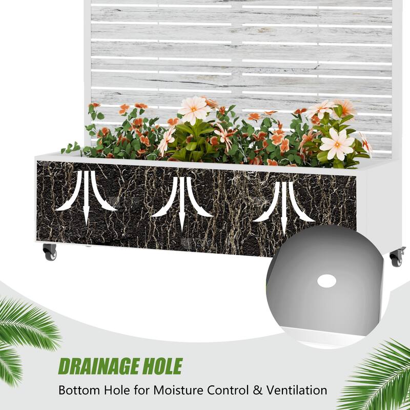 Metal Planter Box with Trellis Privacy Screen Planter Box with Lockable Wheels