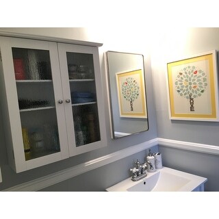 Highland White Double Glass Door Wall Cabinet by Elegant Home Fashions