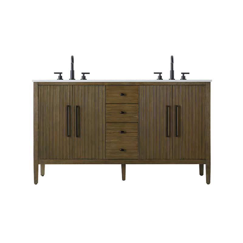 Elegant Lighting VF29660D Blakely 60" Free Standing Double Basin - Hazel Oak