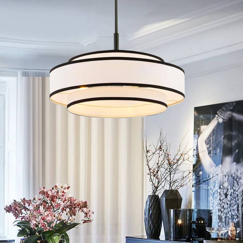 GetLedel 5-Light Double Shaded Dimmable Drum Chandelier