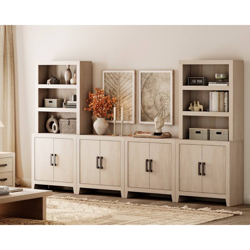 WAMPAT Entertainment Center with Bookshelves, Farmhouse TV Stand for Living Room, Bedroom - n/a