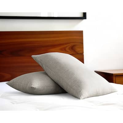 HomeRoots Set of Two Light Gray Linen Pillowcases