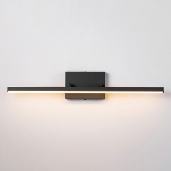 1 Light Modern Black Aluminum Linear Wall Light Strip Dimmable Integrated LED Bathroom Vanity Light On Sale Bed Bath Beyond 39718473