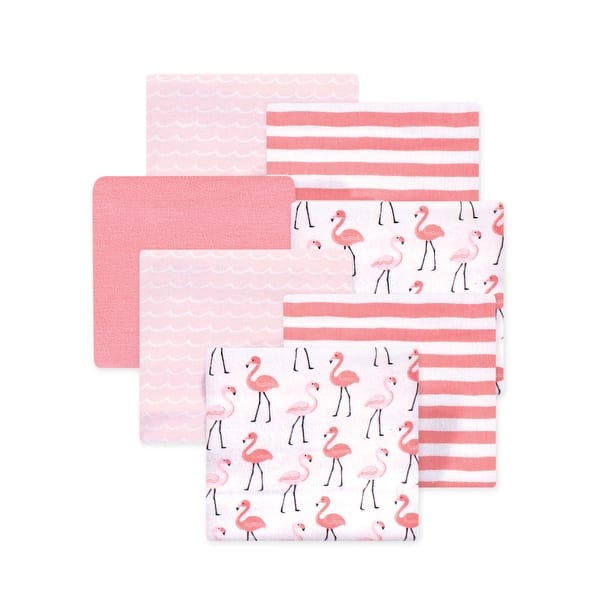 slide 1 of 1, Little Treasure Hudson Baby Girls Cotton Poly Flannel Receiving Blankets Multipack, Pink Flamingos, 30x30 inches 30x30 inches - Pink Flamingos