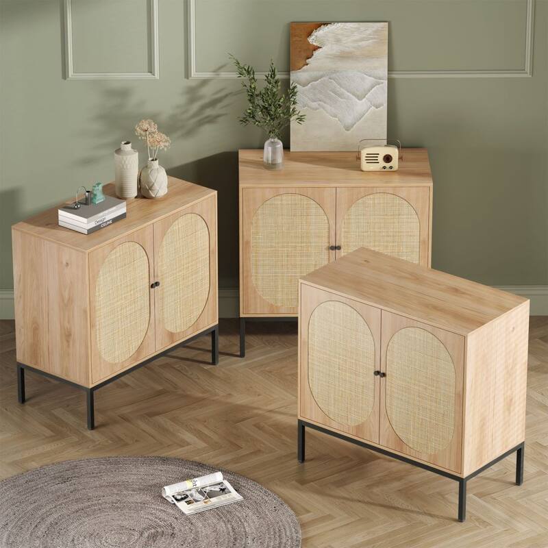 Boho Natural Rattan 31.5" Wide Sideboard (Set of 2)