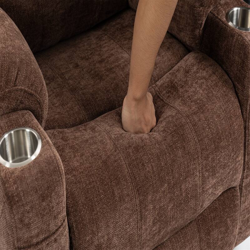 Electric Power Lift Recliner Chair with Massage and Heat for Elderly, Extended Footrest, USB Ports,Brown Fabric