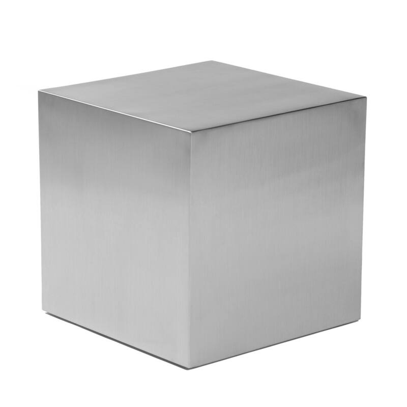 20 in. Brushed Silver Square Metal End Table, Sturdy Build End Side Table for Living Rooms