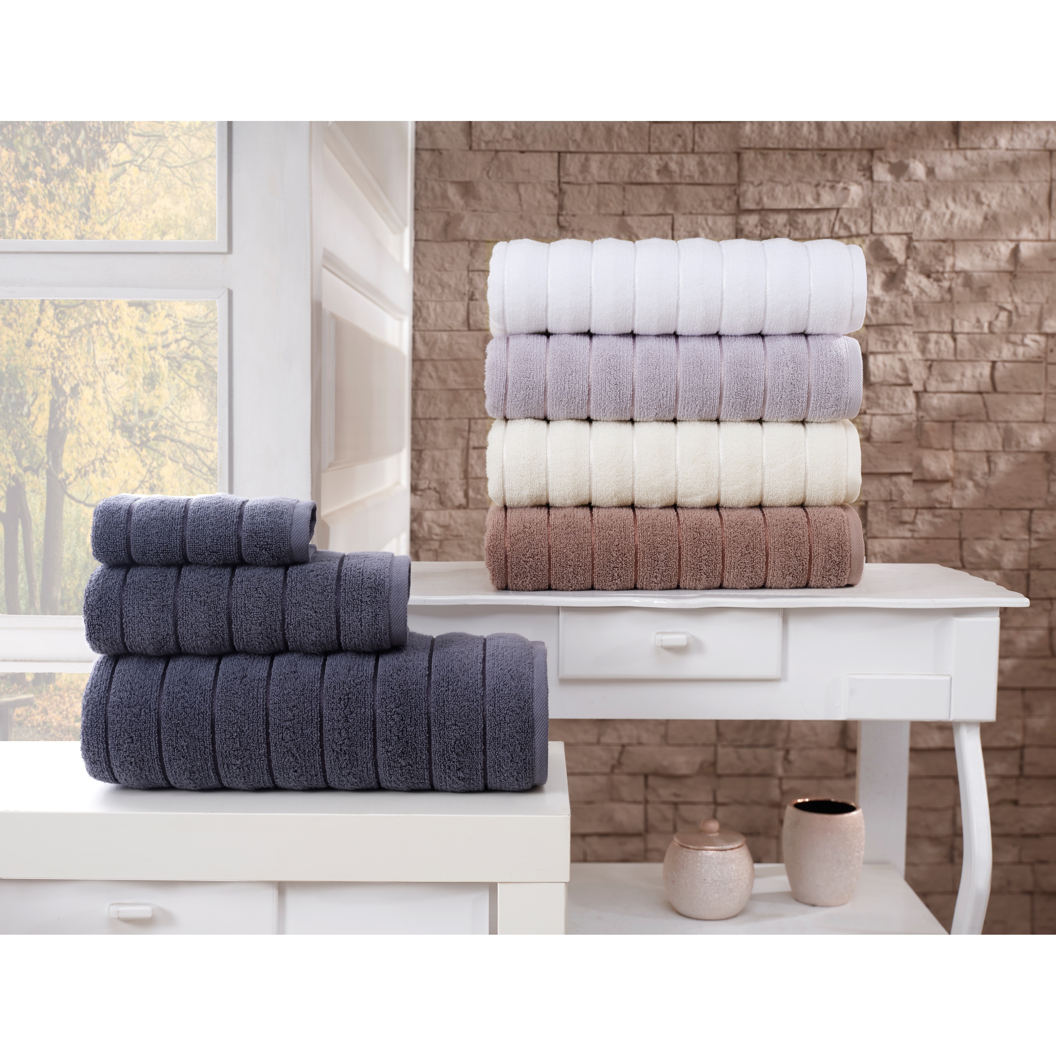8-Piece Turkish Cotton Wash Towels - 12x12 Inches, Soft & Absorbent-image