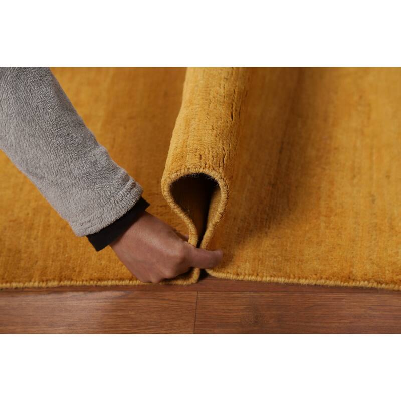Yellow Gold Modern Gabbeh Oriental Foyer Rug Handmade Wool Carpet - 3'4"x 4'10"