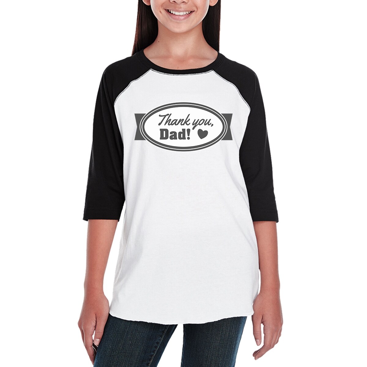 Shop Thank You Dad Funny Design Baseball Jersey For Girls 3 4