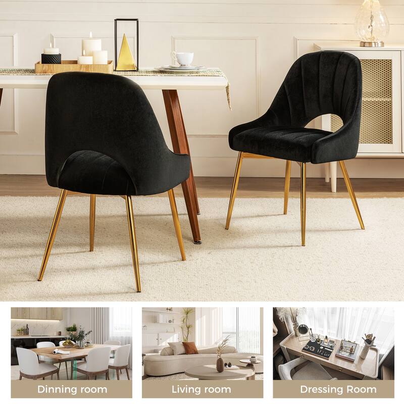 Ignaz Comfortable Modern Upholstered Dining Chair with Hollowed-out Back Set of 2 by HULALA HOME - Black