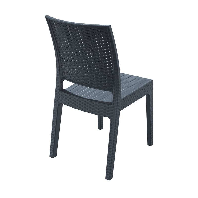 34" Gray Patio Wickerlook Stackable Dining Chair