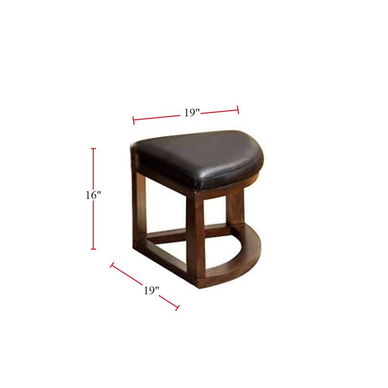 Glass and Wood Coffee Table With 4 Padded Ottomans in Walnut