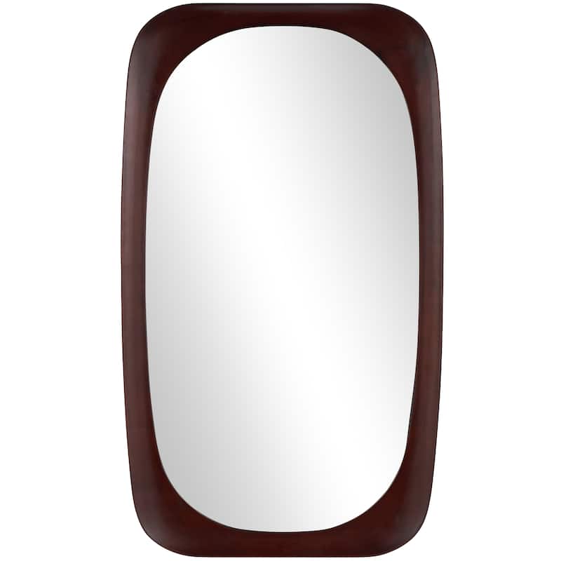 Wood Oval Wall Mirror - Dark Brown or Brown - Roche River Decor - Dark Brown