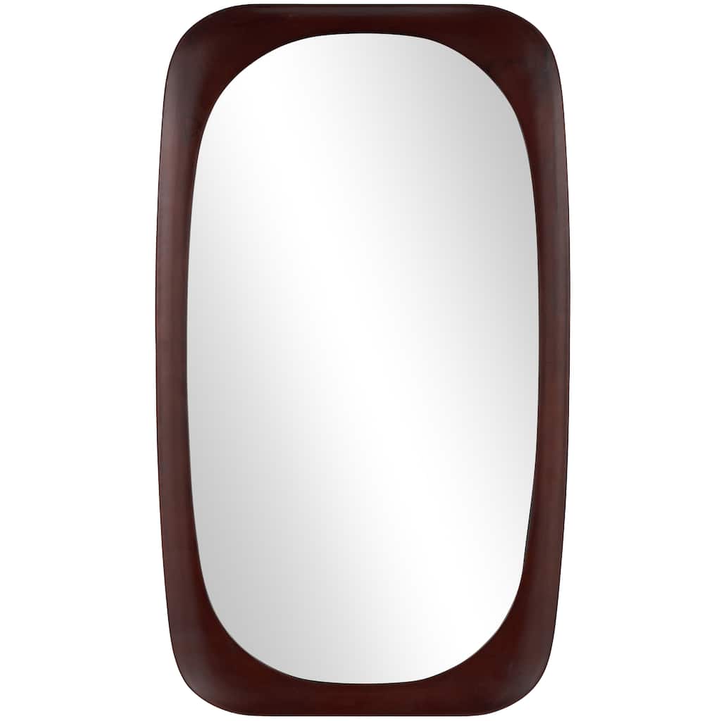 Wood Oval Wall Mirror - Dark Brown or Brown - Roche River Decor