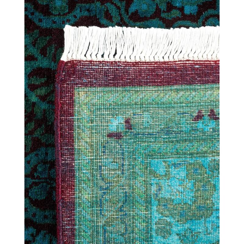 Overton Hand Knotted Wool Vintage Inspired Modern Contemporary Overdyed Black Runner Rug - 2' 7" x 12' 0"
