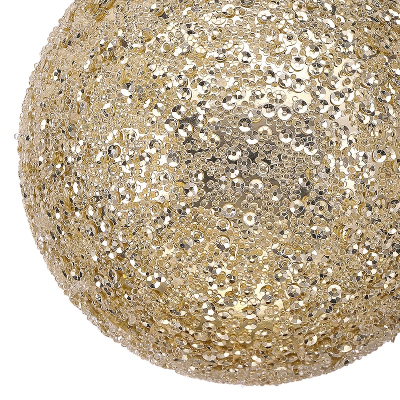 4" Beaded Metallic Ball Ornament Set of 3