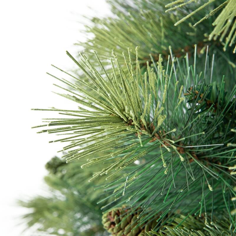 Real Tree Mimic Pre-Lit Artificial Christmas Tree with Fluffy PVC Branches, Folding Metal Base, and Easy 3-Step Assembly