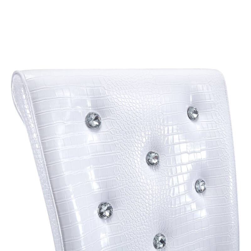 Set of 4, Retro alligator skin Upholstered dining chairs with Crystal buckle design and Faux Leather design