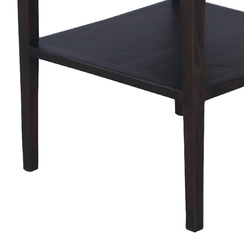 Geni Corner Table, 22 Inch Square Top w Shelf, Parsons Style Java Gray