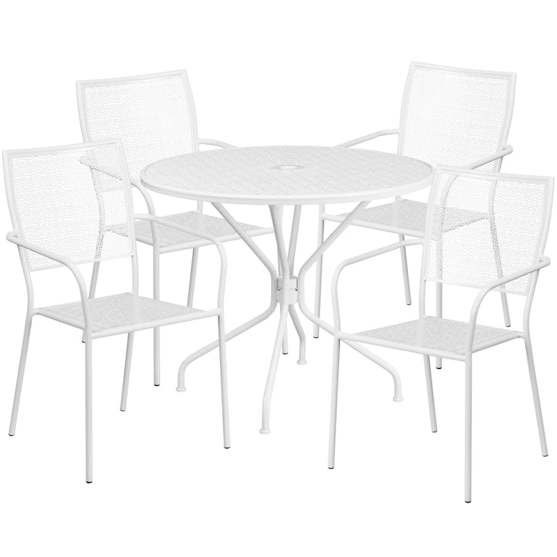Steel 5-piece 35.25-inch Round Indoor-Outdoor Dining Set